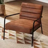 Soft PU Leather Cushioned Armchair - Brown