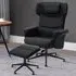 Swivel Armchair with Footstool - Black, Faux Leather