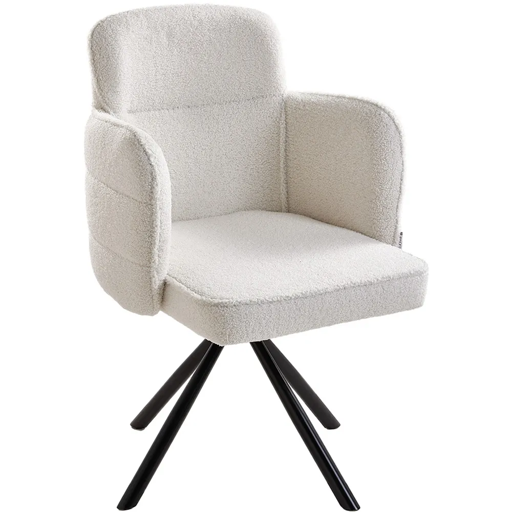Swivel Chair with Iron Legs - Beige, Linen