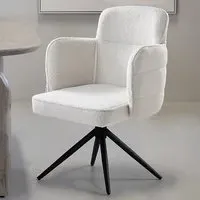 Swivel Chair with Iron Legs - Beige, Linen