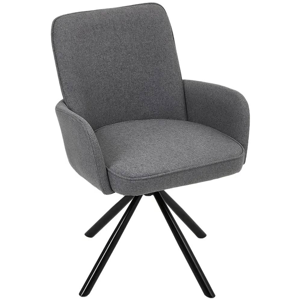 Swivel Chair with Iron Legs - Grey, Linen