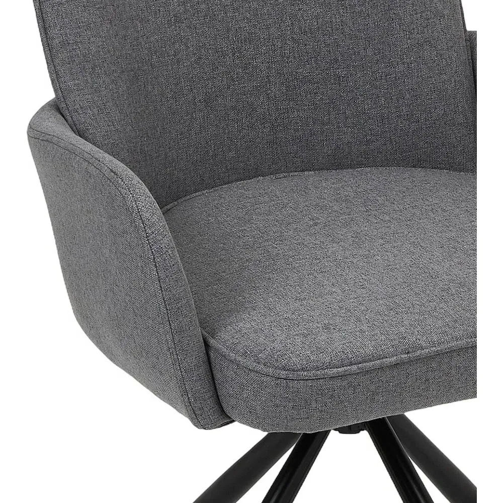 Swivel Chair with Iron Legs - Grey, Linen
