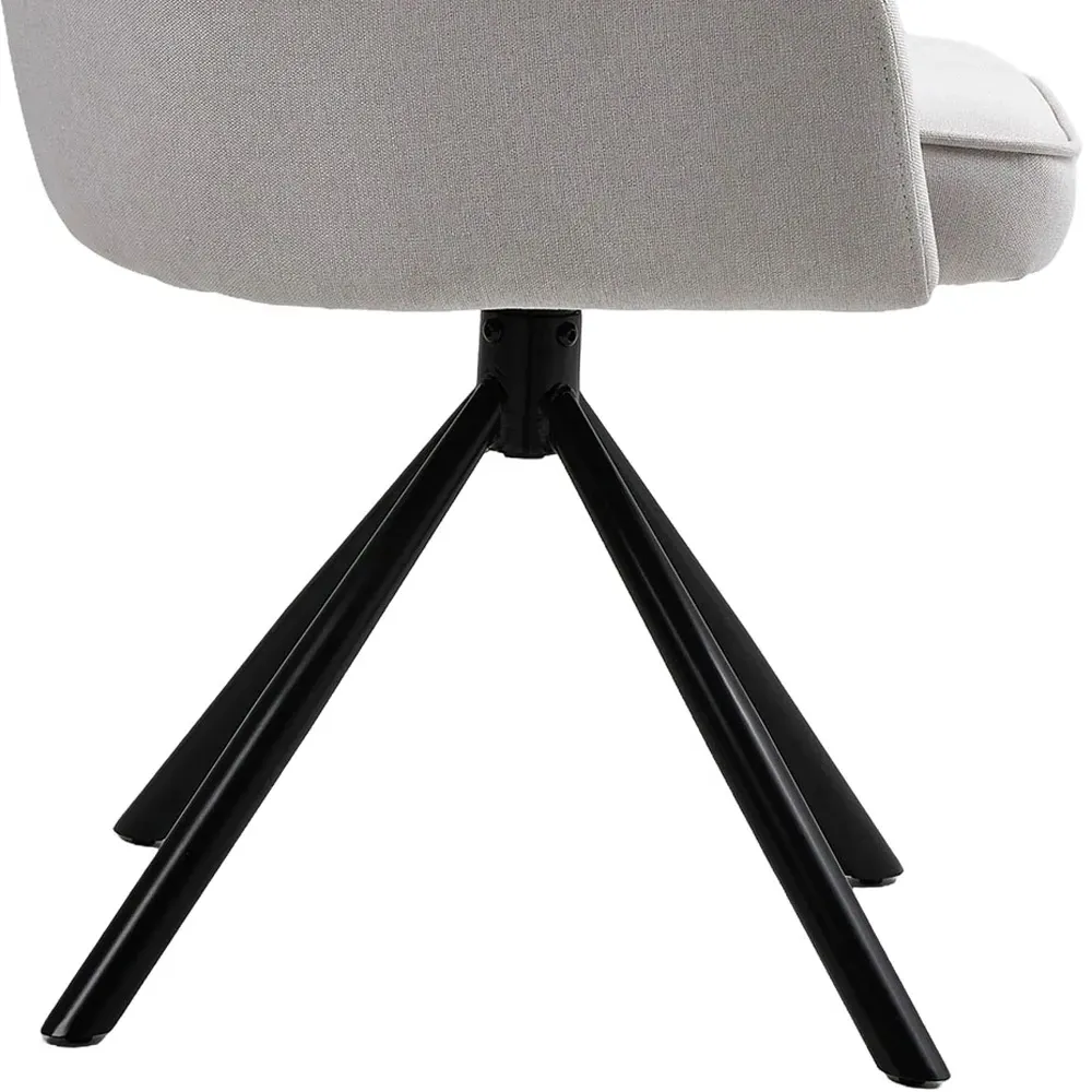 Swivel Chair with Iron Legs - White, Linen