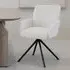 Swivel Chair with Iron Legs - White, Linen