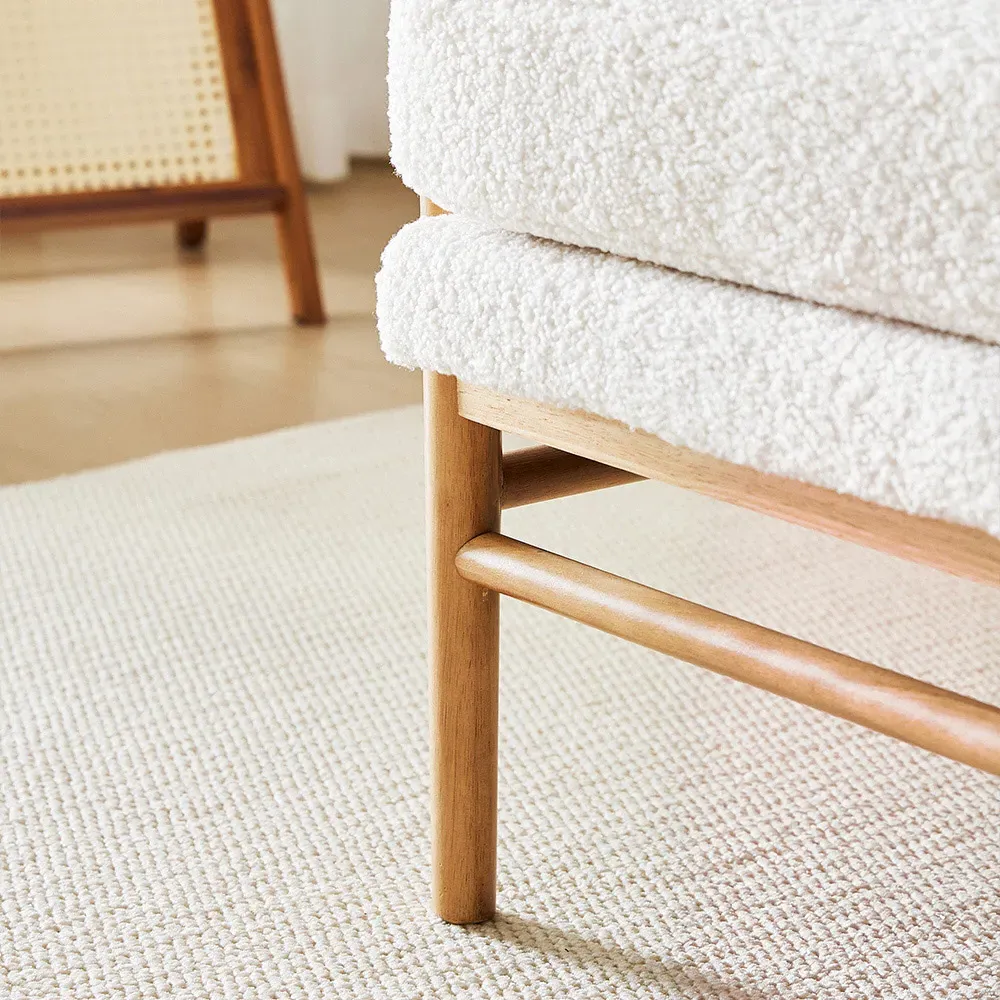 Teddy Bear Fur Wooden Armchair - White