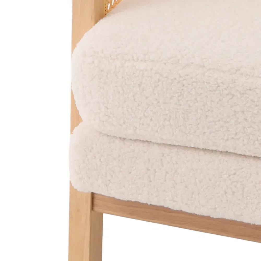 Teddy Fleece Cushion Rattan Armchair - White