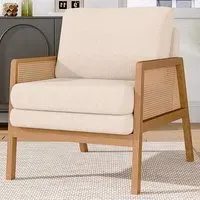 Teddy Fleece Cushion Rattan Armchair - White