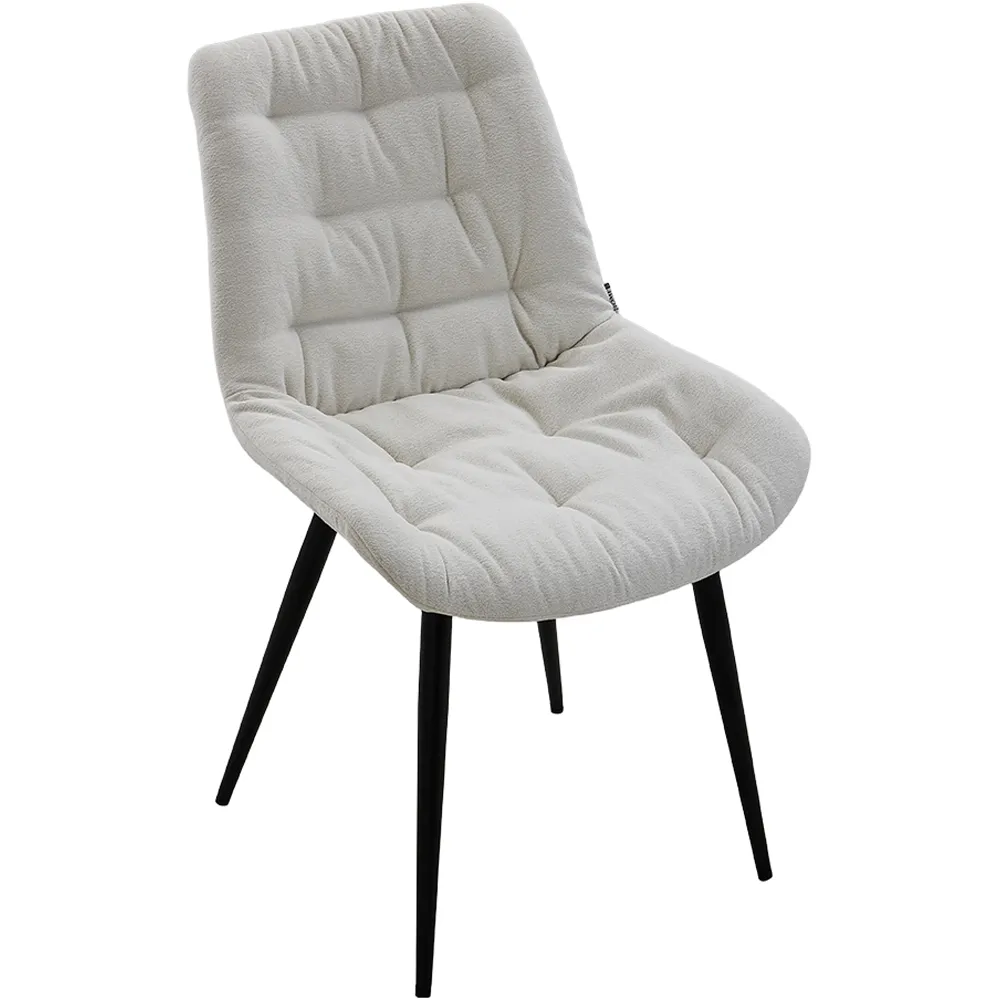 Teddy Fleece Dining Chair with Diamond Pattern - White