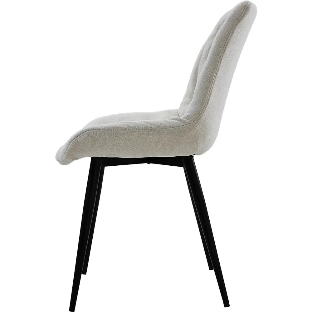 Teddy Fleece Dining Chair with Diamond Pattern - White