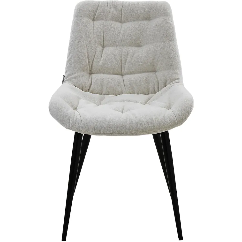 Teddy Fleece Dining Chair with Diamond Pattern - White