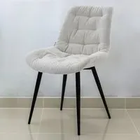 Teddy Fleece Dining Chair with Diamond Pattern - White