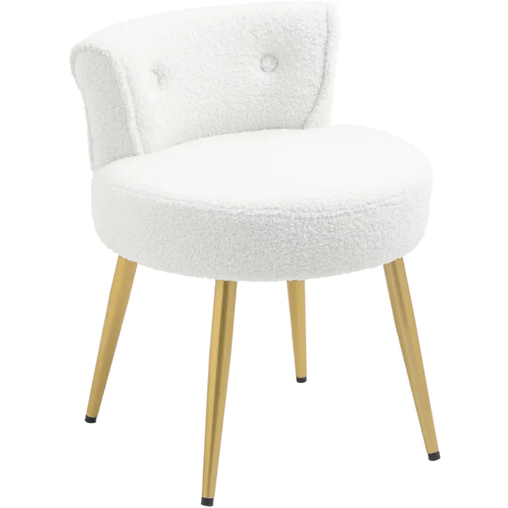 Teddy Fleece Dressing Table Stool - White