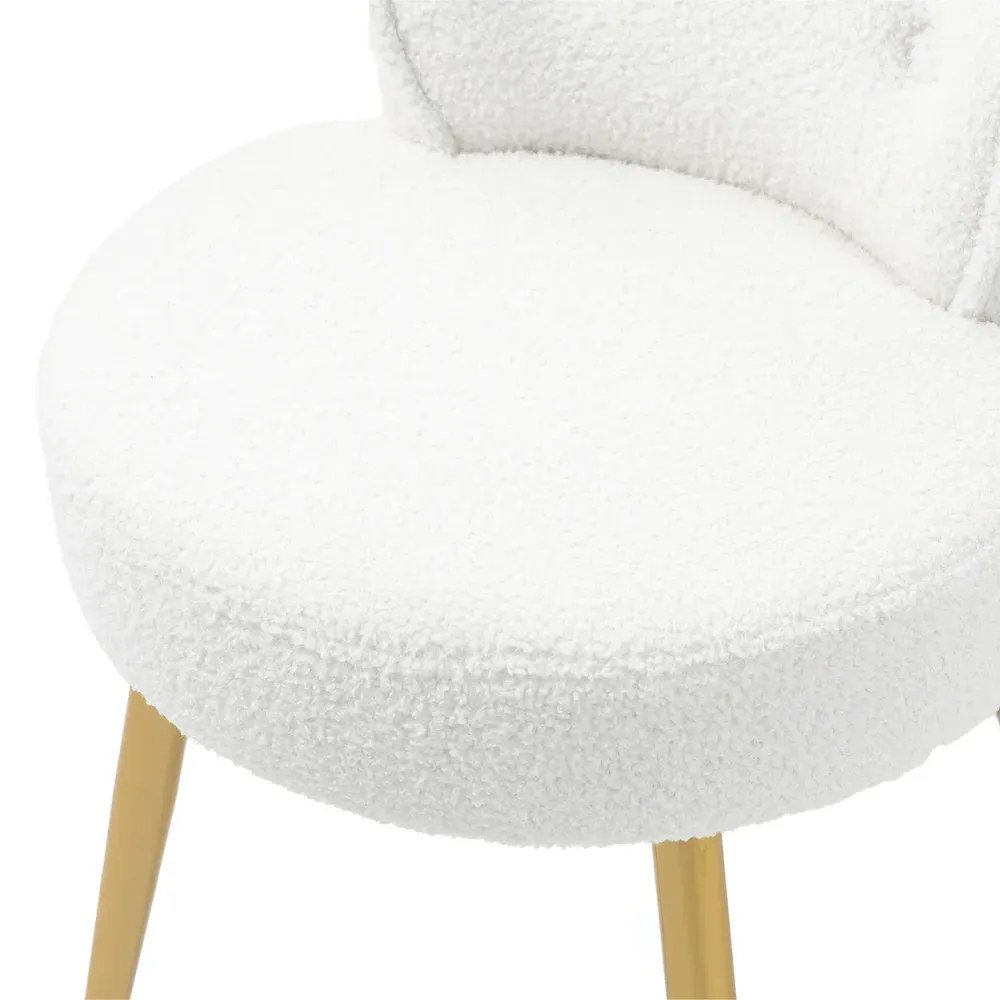 Teddy Fleece Dressing Table Stool - White