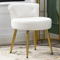 Teddy Fleece Dressing Table Stool - White