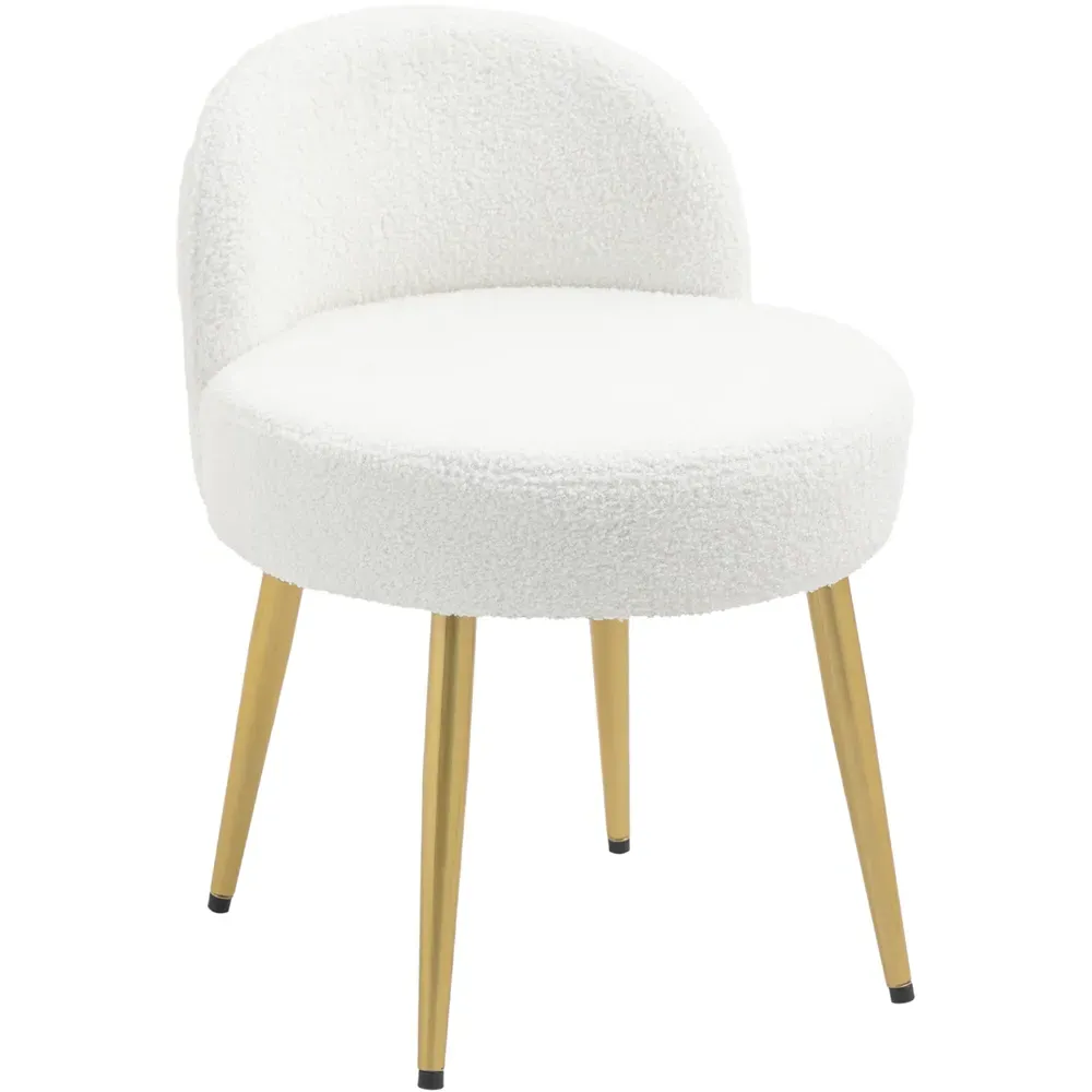 Teddy Fleece Dressing Table Stool - White