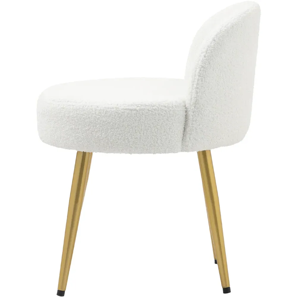 Teddy Fleece Dressing Table Stool - White