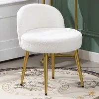 Teddy Fleece Dressing Table Stool - White