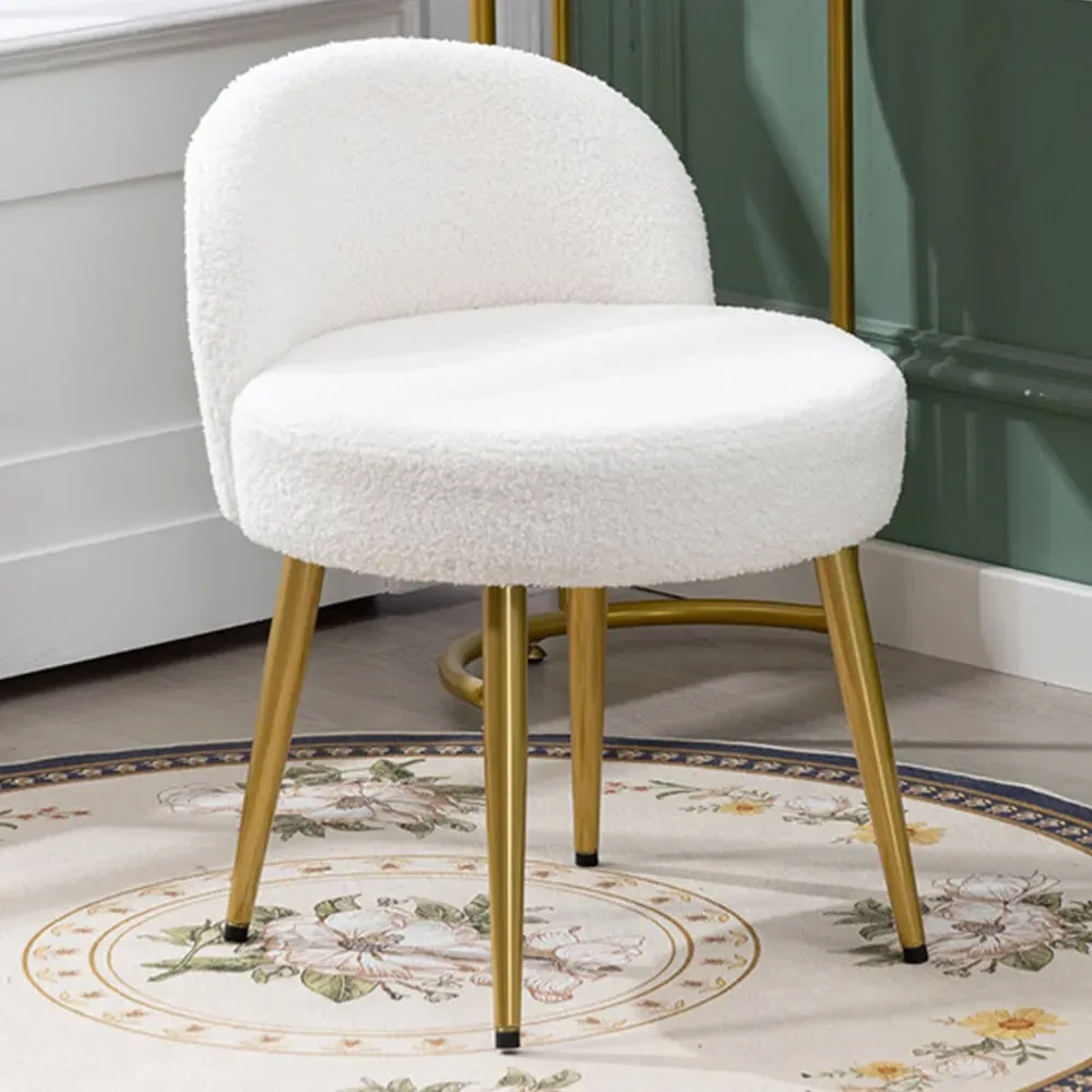 Teddy Fleece Dressing Table Stool - White
