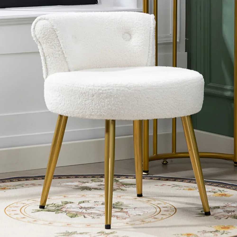 Teddy Fleece Dressing Table Stool - White image
