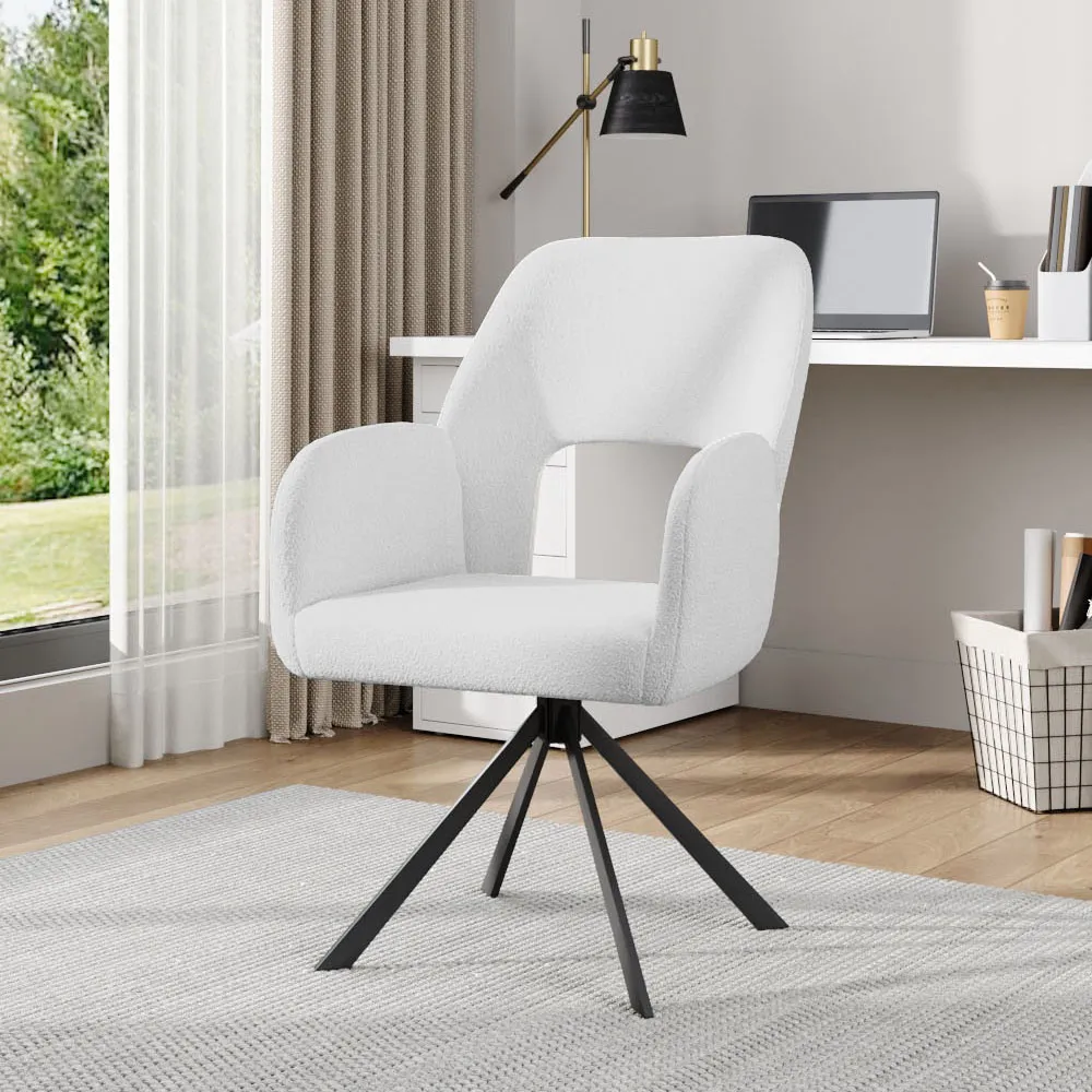 Teddy Fleece Upholstered Swivel Chair - White