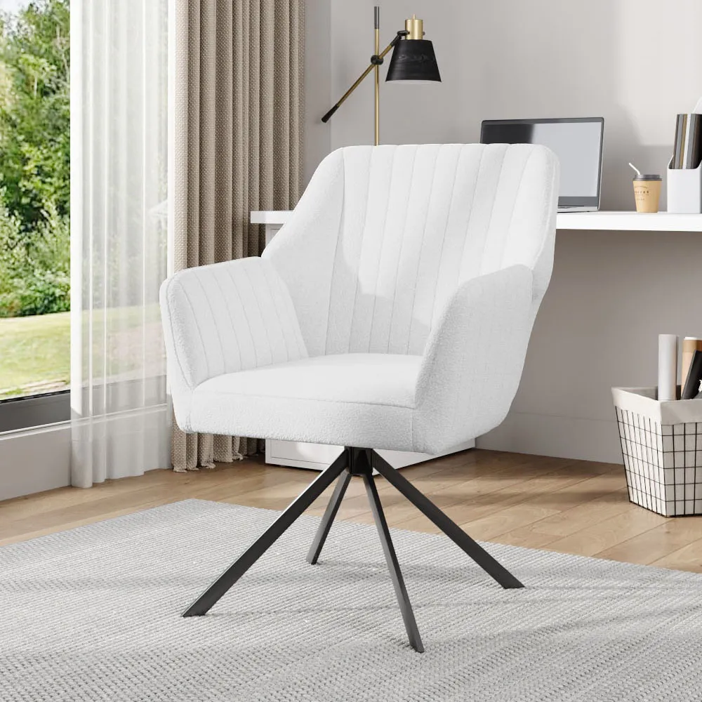 Teddy Fleece Upholstered Swivel Chair - White