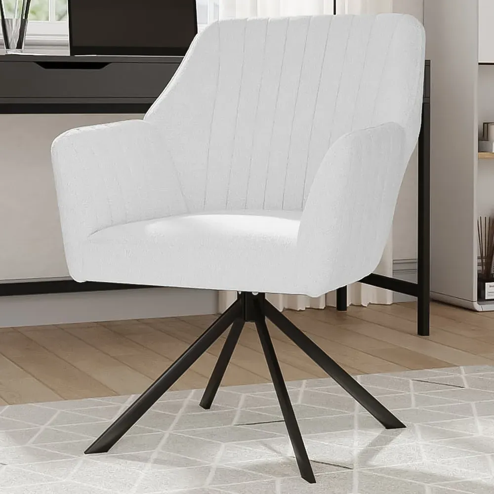 Teddy Fleece Upholstered Swivel Chair - White