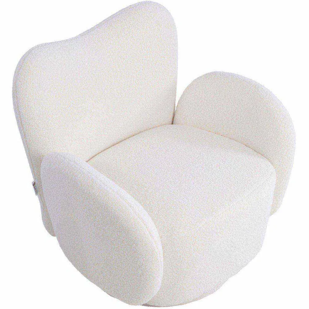 Teddy Fur Swivel Armchair - White