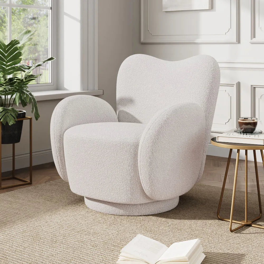 Teddy Fur Swivel Armchair - White