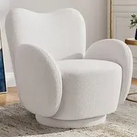 Teddy Fur Swivel Armchair - White