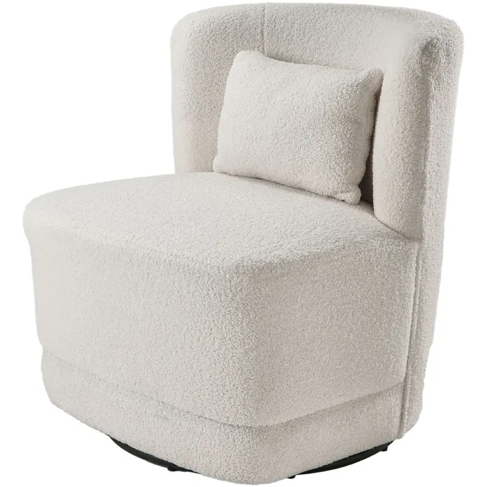 Teddy Fur Swivel Barrel Chair - White