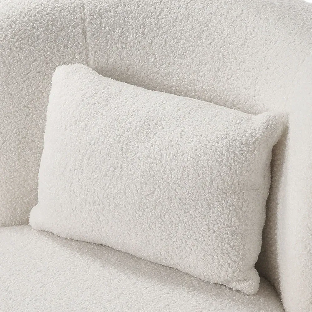 Teddy Fur Swivel Barrel Chair - White