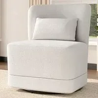 Teddy Fur Swivel Barrel Chair - White