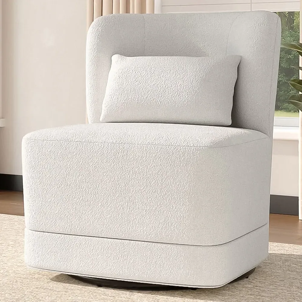 Teddy Fur Swivel Barrel Chair - White