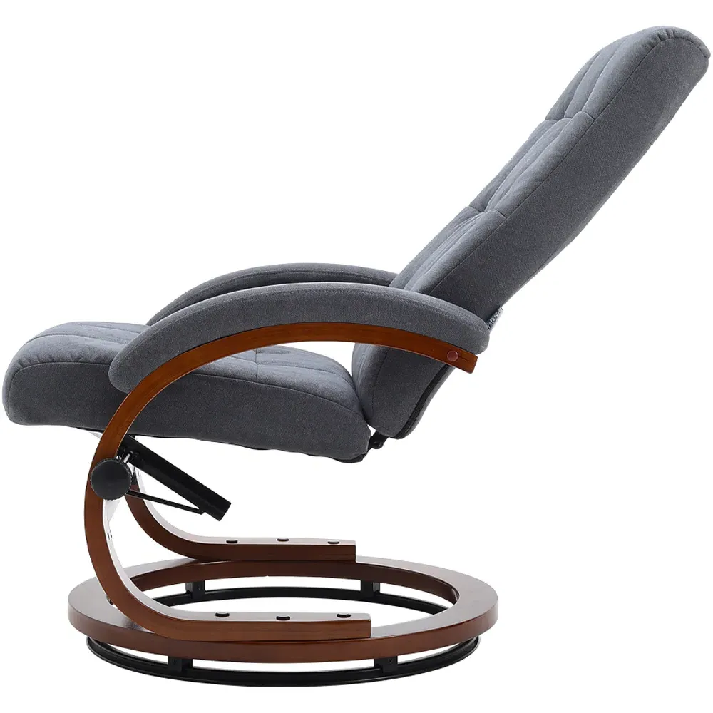 Textured Velvet Lounge Recliner with Footrest - Grey