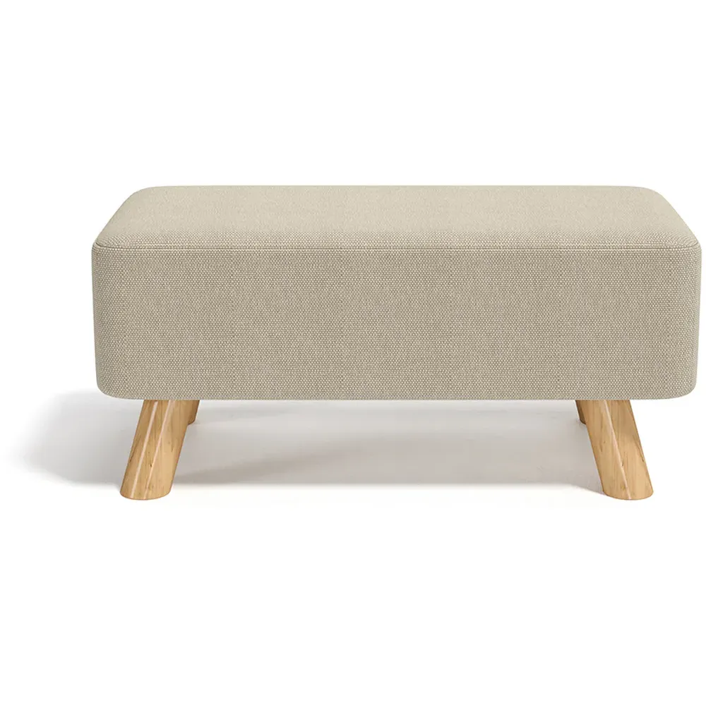 Tofu Shaped Footstool - Beige, Linen