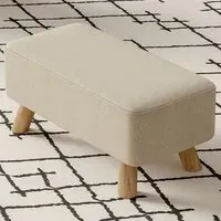 Tofu Shaped Footstool - Beige, Linen