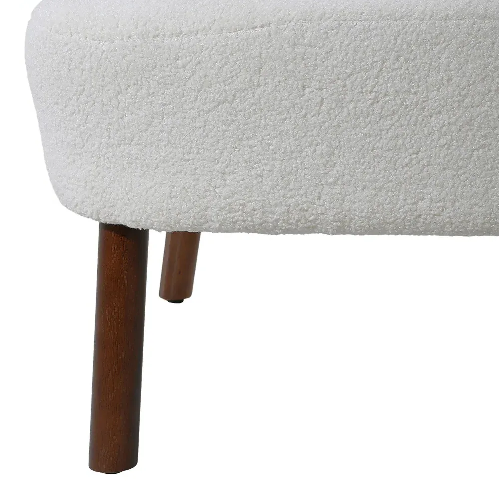 Tufted Accent Chair with Footstool - White, Teddy Bear Fur