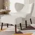 Tufted Accent Chair with Footstool - White, Teddy Bear Fur