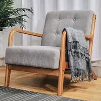 Tufted Armchair - Grey, Linen