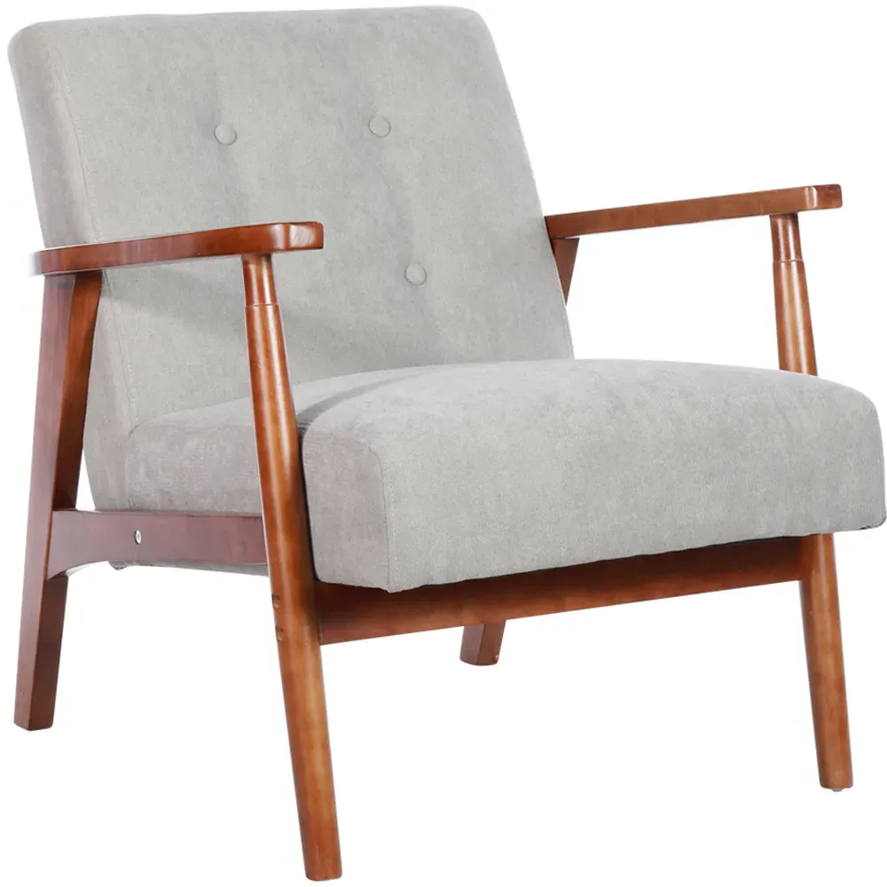 Tufted Armchair - Grey, Walnut