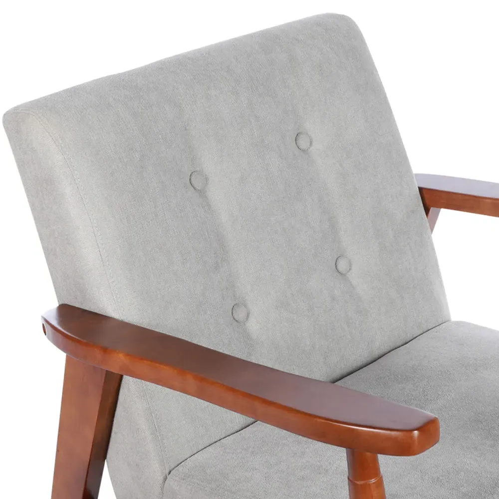 Tufted Armchair - Grey, Walnut