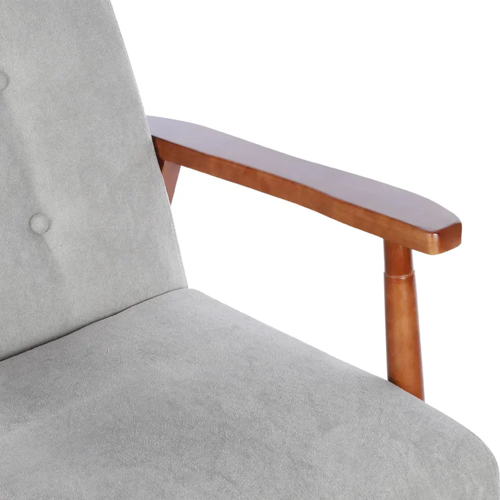 Tufted Armchair - Grey, Walnut