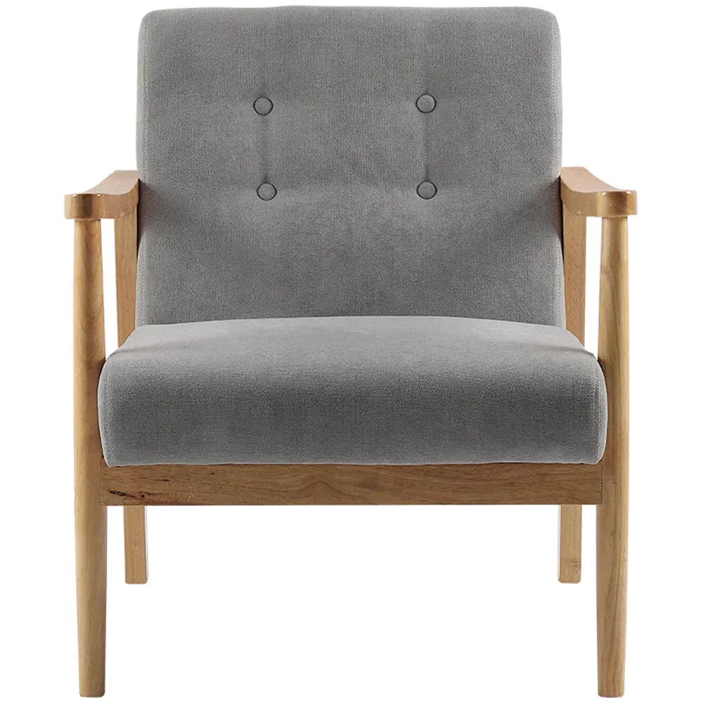 Tufted Armchair - Grey, Wood