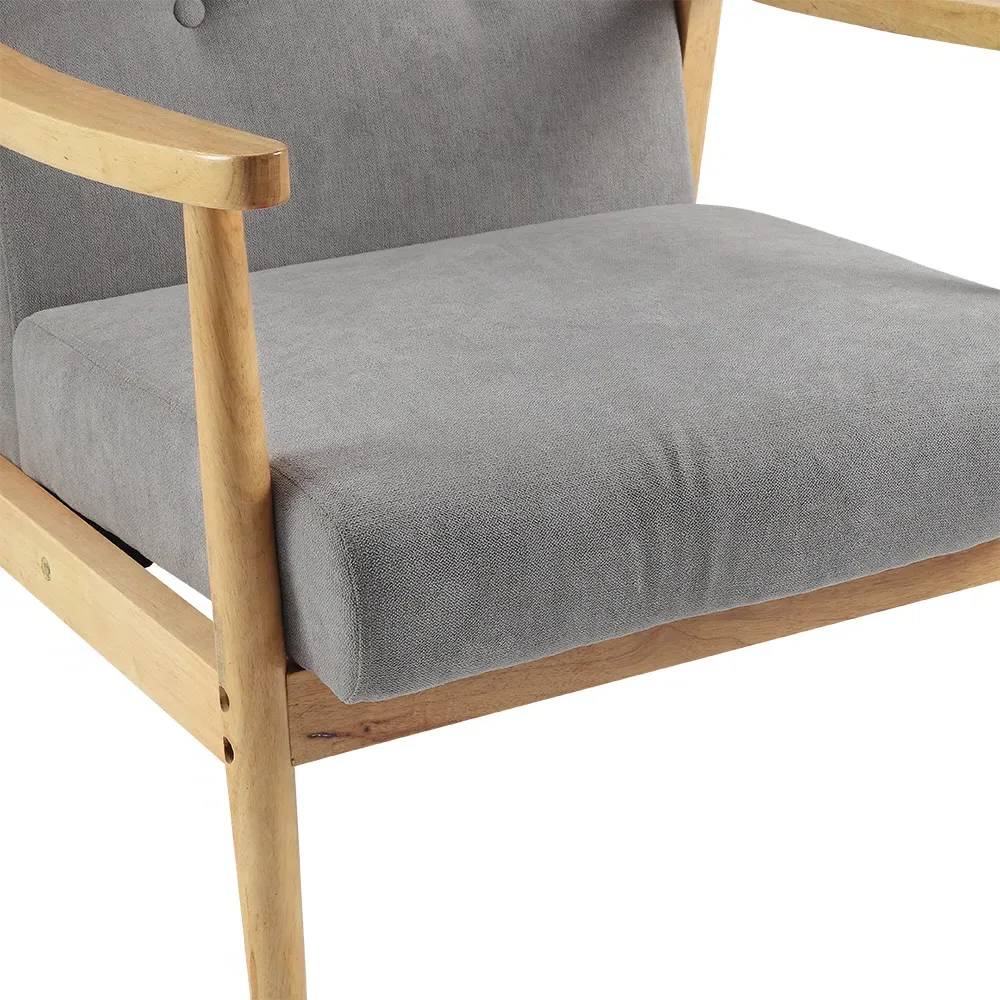 Tufted Armchair - Grey, Wood