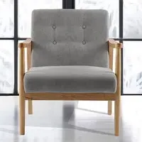 Tufted Armchair - Grey, Wood