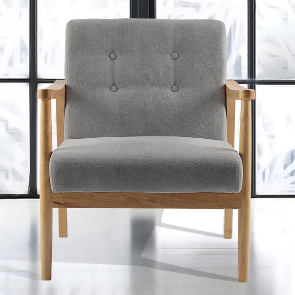 Tufted Armchair - Grey, Wood