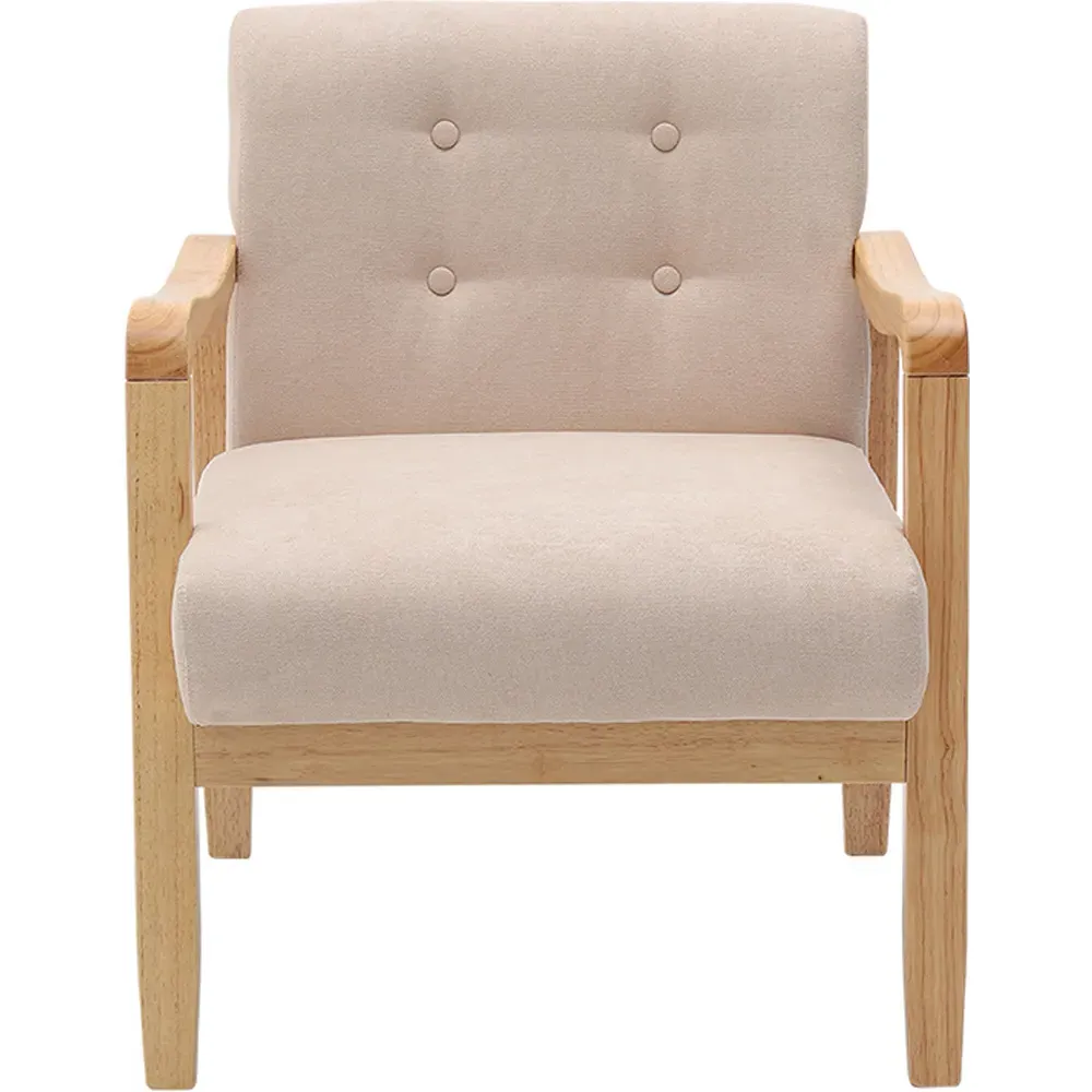 Tufted Armchair - White, Linen