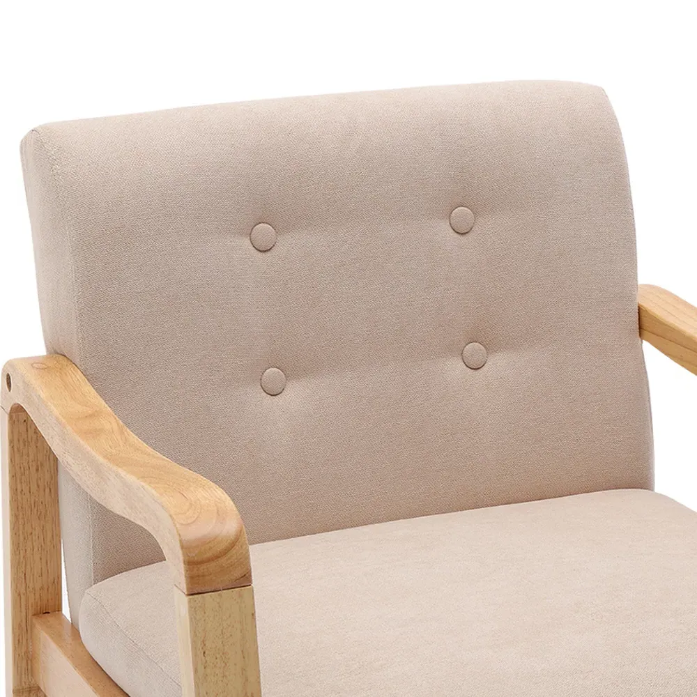 Tufted Armchair - White, Linen