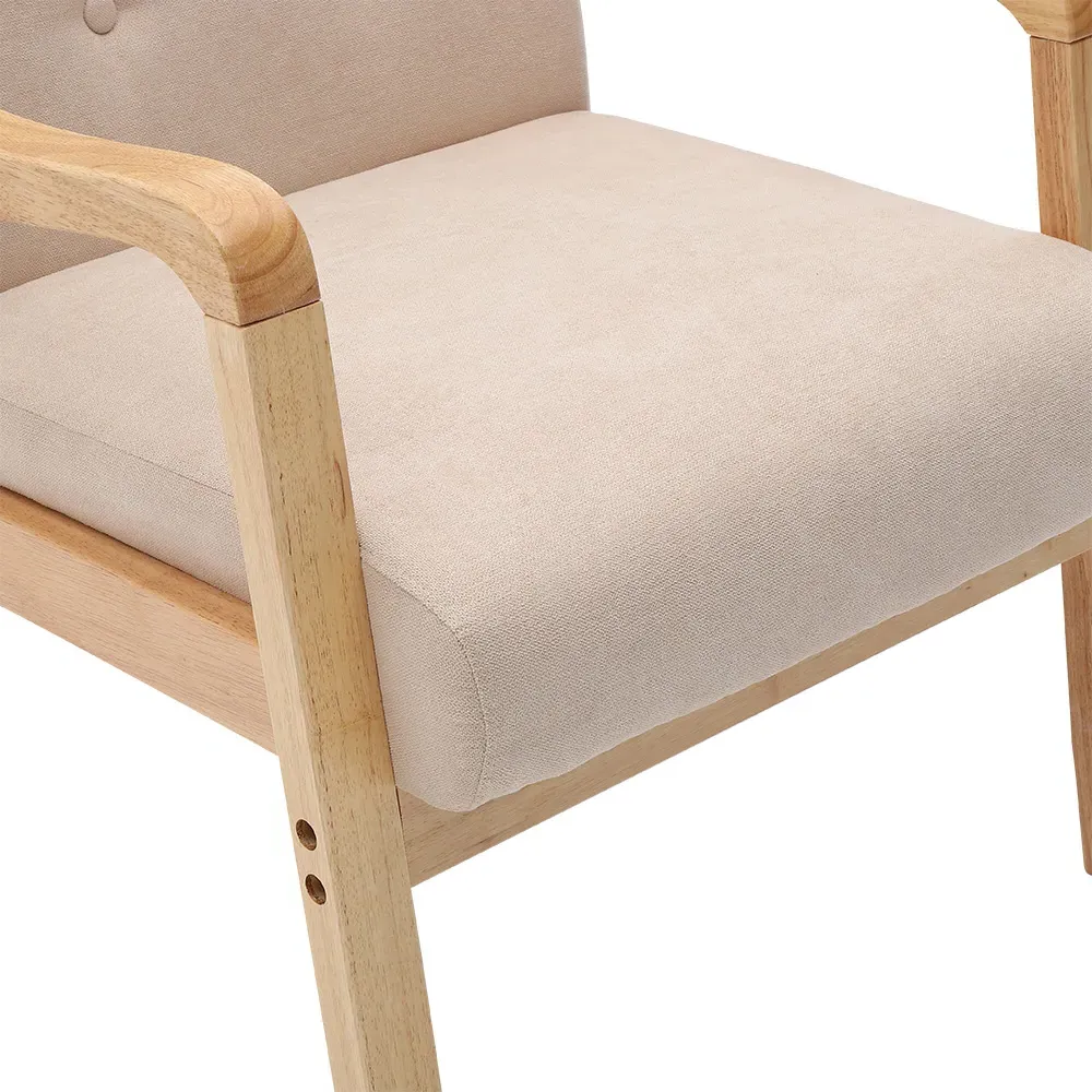 Tufted Armchair - White, Linen