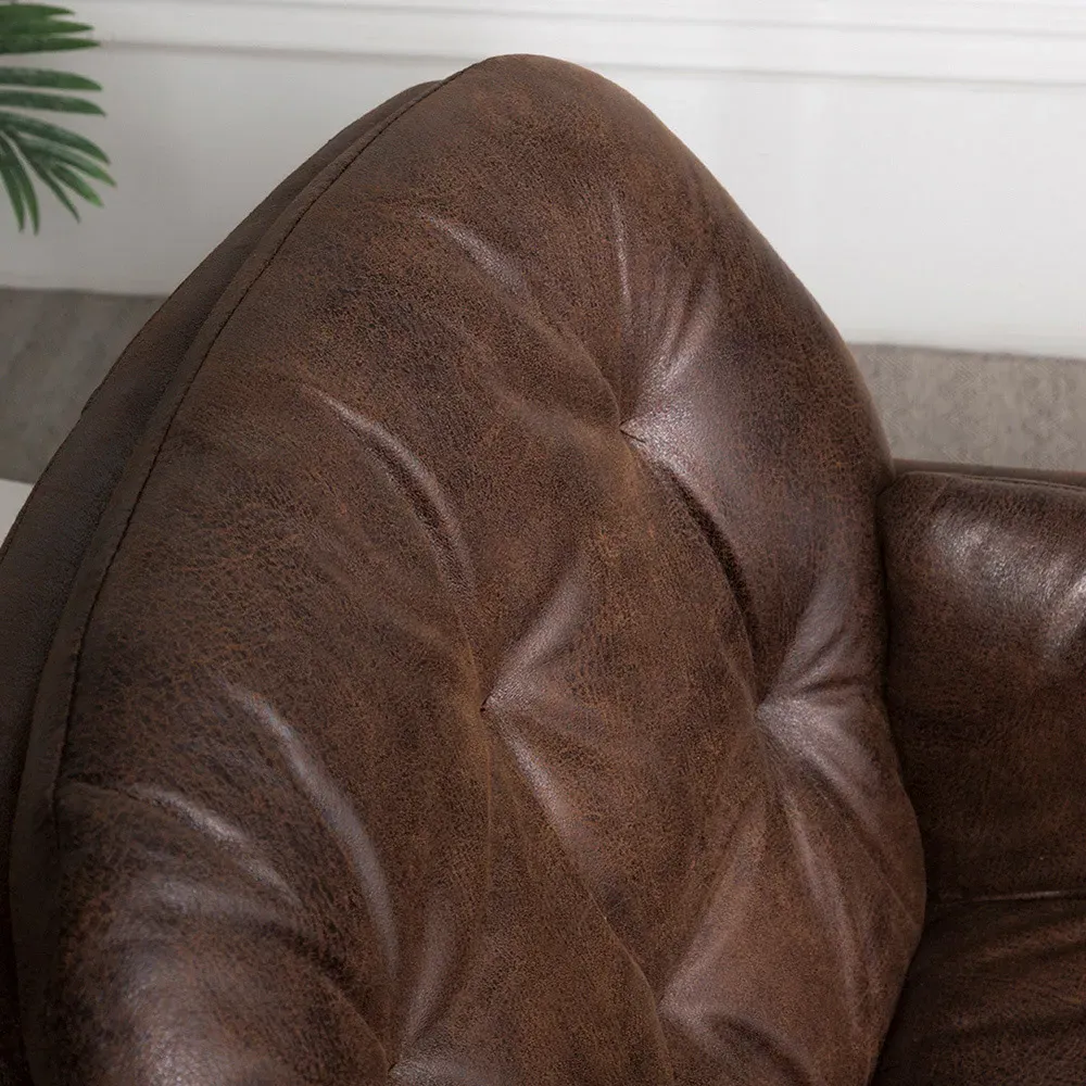 Tufted Armchair with Metal Legs - Brown